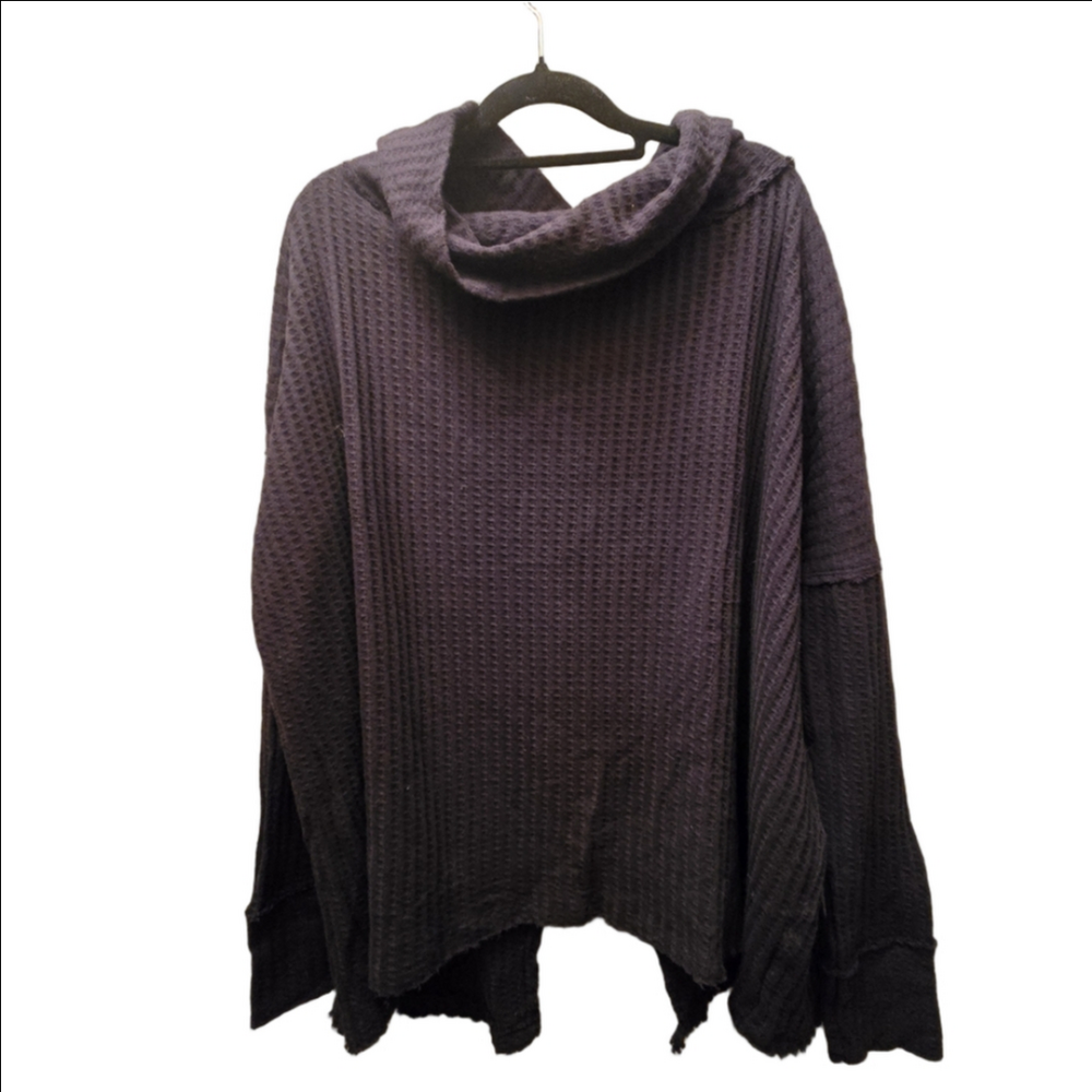 Free People Waffle Knit Cowl Neck Tunic Sweater – M